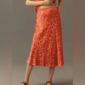 NWT Anthropologie Farm Rio Size XS Jacquard Leopard Midi Skirt
